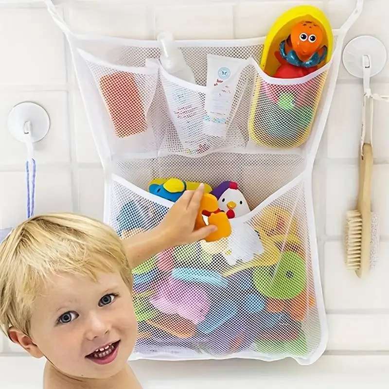 Home Goods Bathroom Storage - ベビーシャワーのお風呂のおもちゃ白ベビーキッズおもちゃ収納メッシュ強力な吸盤付きおもちゃバッグネットバスルームオーガナイザー