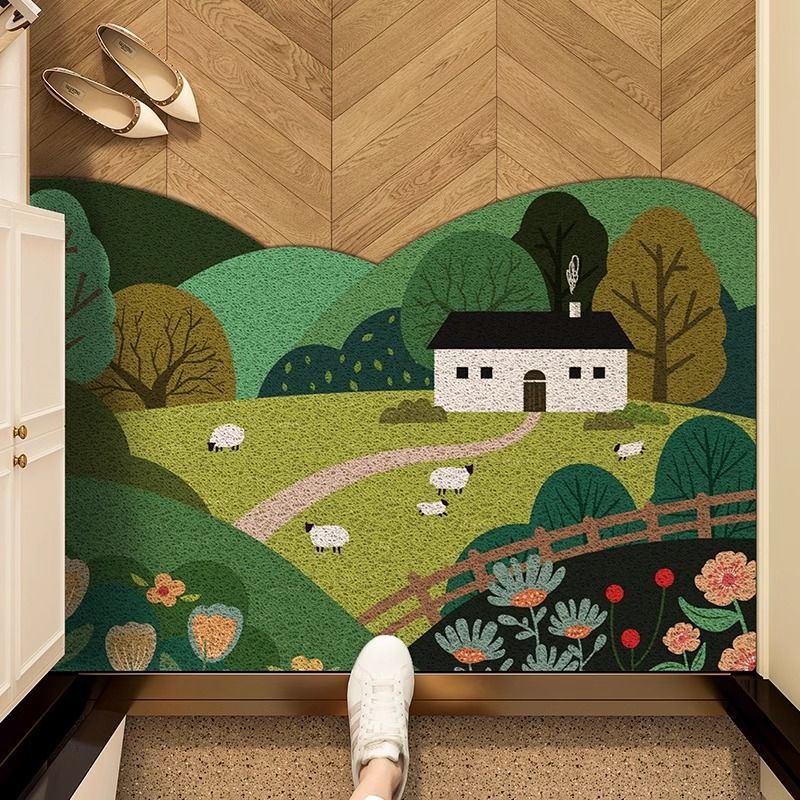 Zara Home Bathroom Rug - VIKAMA 玄関シルクサークル滑り止めフロアマット玄関スクレーピング汚れ擦り傷マットカット可能なフットマット汚れ防止