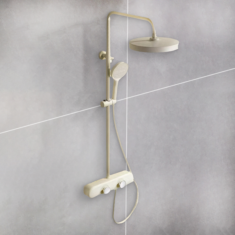 Home Bathroom Shower - モダンでスタイリッシュなシャワーシステム温度調節可能な多機能シャワーヘッドコンボ加圧ホームバスルームラウンドシャワーヘッド