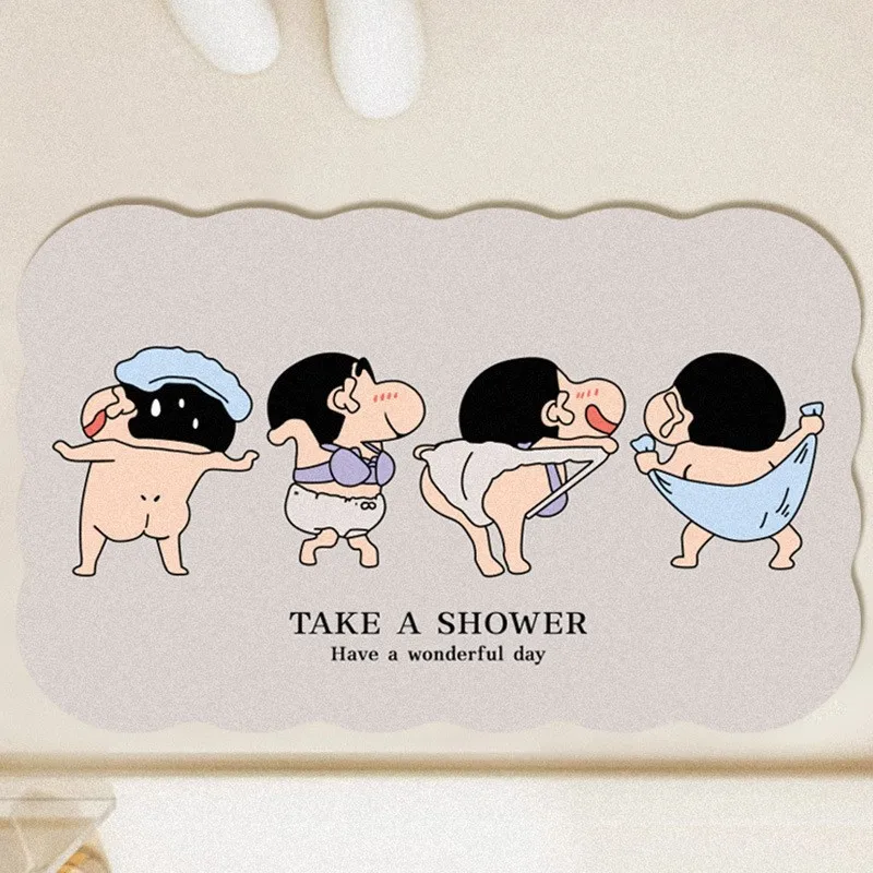 Home Goods Bathroom - 滑り止め吸収フロアマット,珪藻土,速乾性,クレヨン,すねちゃん,漫画,かわいい,家庭,バスルーム,キッチン,トイレ