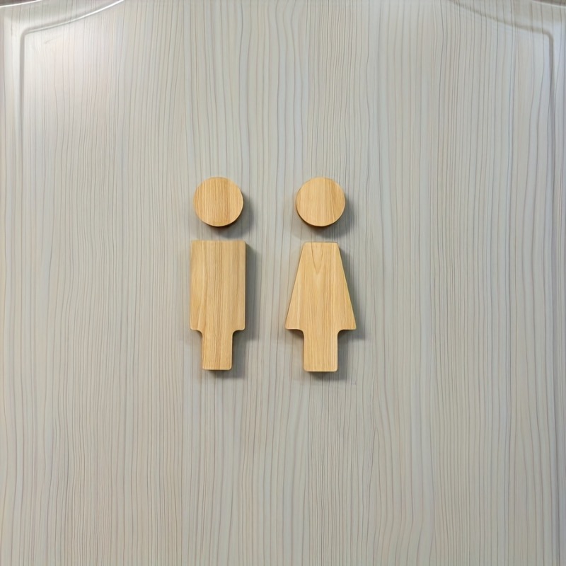 Home Bathroom Equipment - 木製バスルームサイン 2 個 男性と女性のトイレのドア用 家庭やオフィス、バスルームアクセサリーに最適