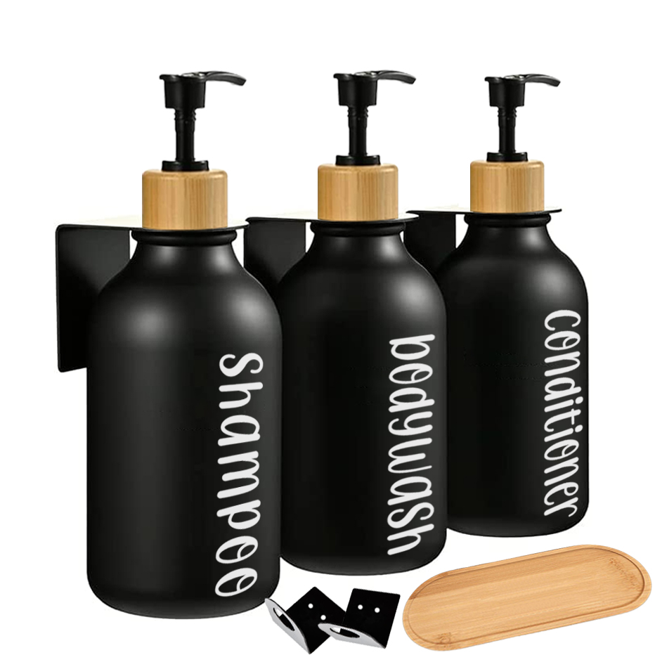 Soap Dispenser Pump - 300/500 ミリリットル浴室ディスペンサーシャンプーとコンディショナーシャワー石鹸ボトル薬局ローション壁マウント竹ポンプソープディスペンサー