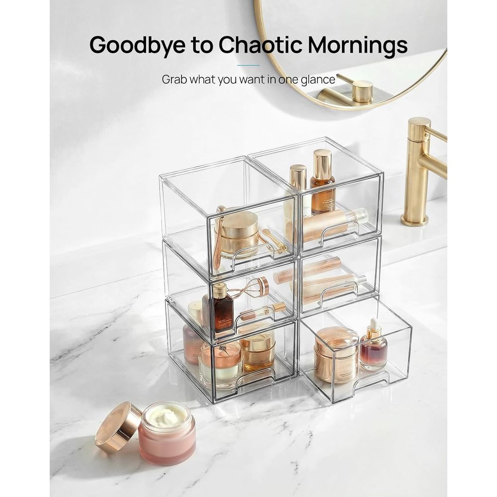 Home Goods Bathroom Storage - 小型透明スタッカブル収納引き出し、アクリル製バスルームメイクアップオーガナイザー、プラスチック製収納ボックスまたは化粧台、アンダーシンク、キッチンキャビネット