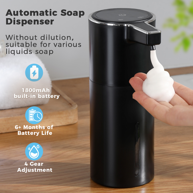 Soap Dispenser Pump - 新しい壁掛け式自動ソープディスペンサー、フォームスマートハンドウォッシングマシン、400ml液体充電式、浴室誘導センサー