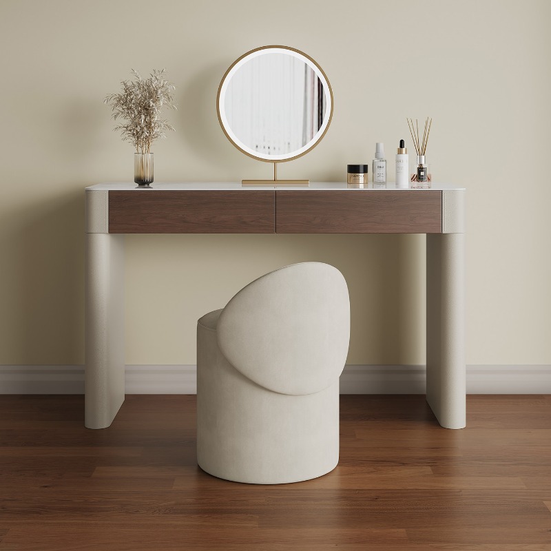 Home Living Bathroom Vanity - イタリア製ナチュラルチェア付き化粧台、豪華ゴシック調リビングルーム・バスルーム用化粧台キャビネット、鏡付き化粧台家具