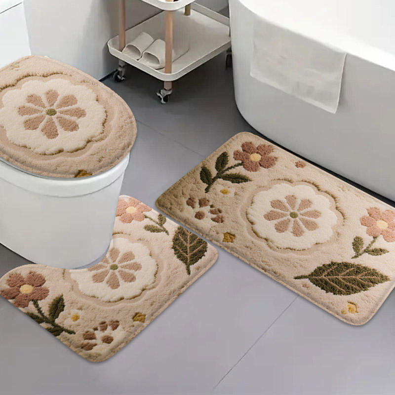 Zara Home Bathroom Rug - 3 個韓国スタイルホームトイレ U 字型フロアマットトイレ蓋マット浴室ドアマット吸収性カーペットフランネル滑り止めマット