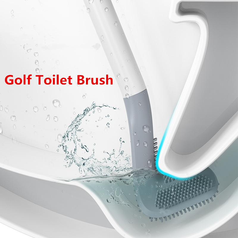 Home Bathroom Cleaning - 2026年新発売 トイレ掃除用シリコンブラシ ゴルフヘッド型 浴室壁掛けフック付き しゃがみ式トイレクリーナー 家庭用
