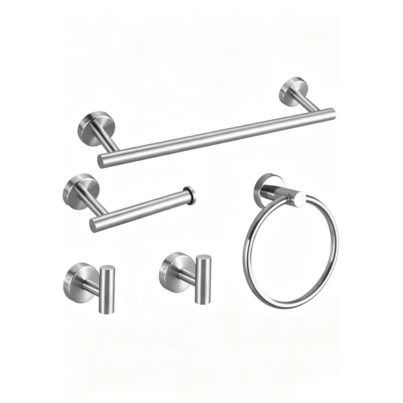 Home Hardware Bathroom Faucets - ブラッシュドニッケル製バスルームアクセサリーセット 高級ホームホテルバスルーム金具キット モダンな蛇口 タオルバー ソープディスペンサー