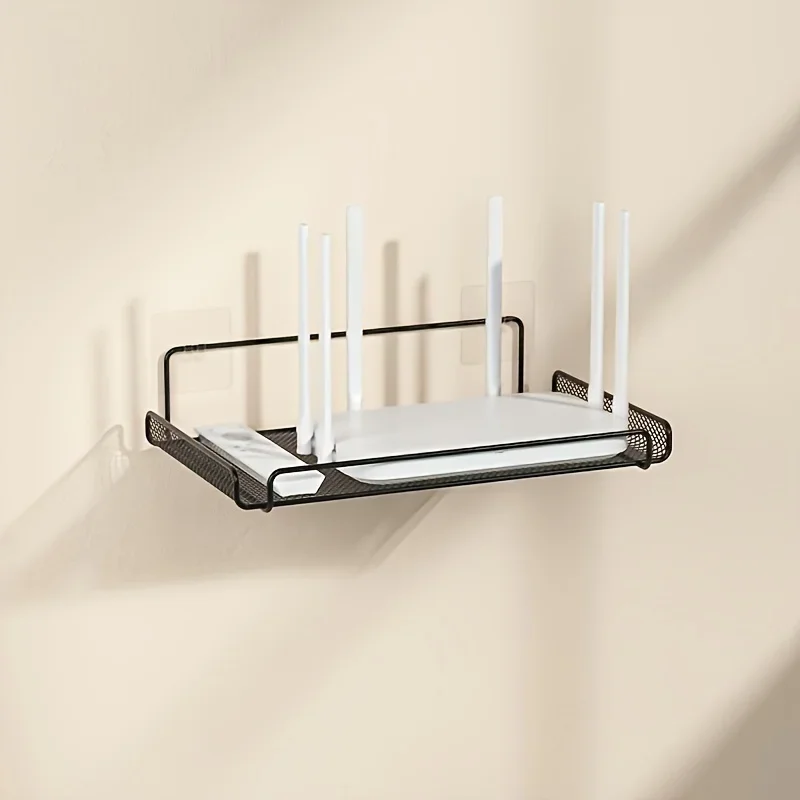Home Bathroom Equipment - ステンレス製ルーターシェルフ 穴あけ不要 WiFi 壁掛けルーター収納オーガナイザー ホーム バスルーム