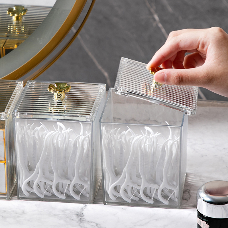 収納オーガナイザー バスルームジャー 綿棒収納 スクエアコン - Home Goods Bathroom Storage のレビューと価格