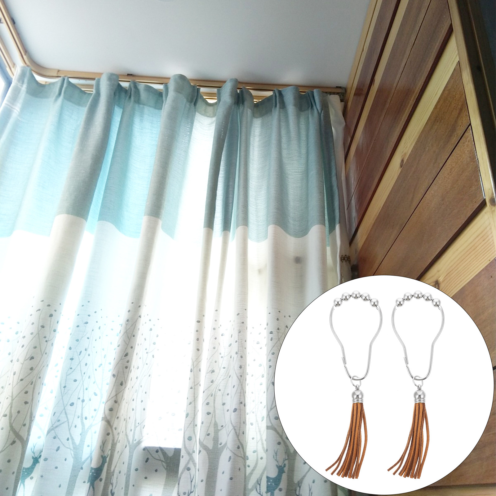 12個入りタッセル装飾カーテンフック、シャワーカーテン吊り下 - Home Bathroom Design のレビューと価格