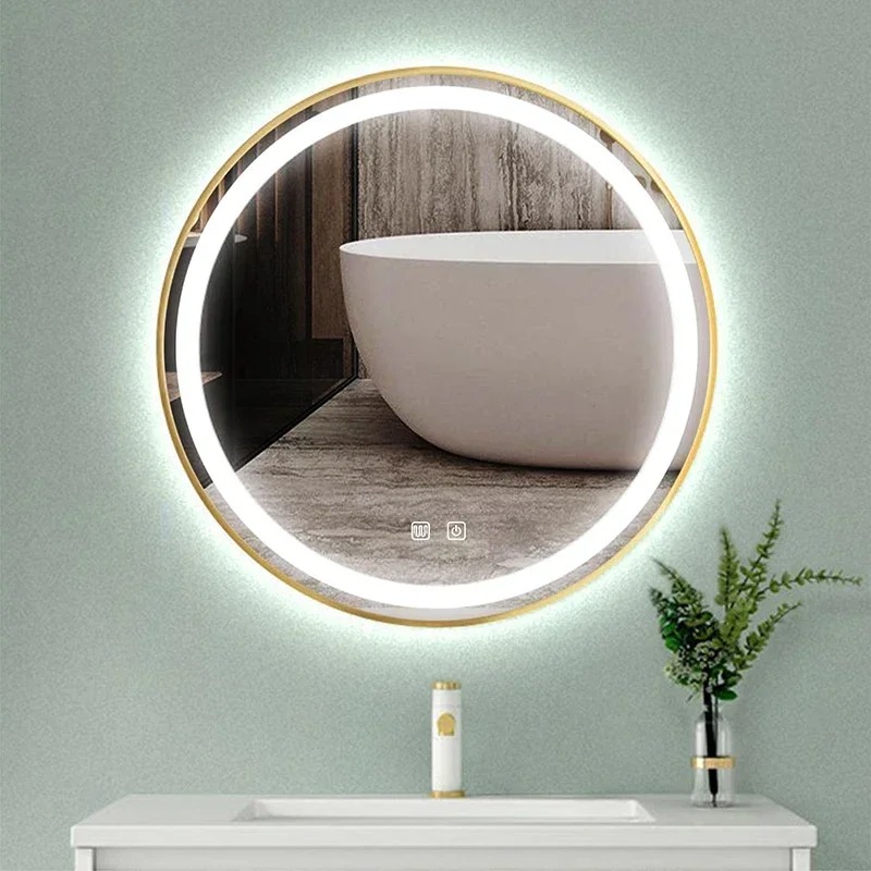 60/70/80cm LEDスマートゴールドフレーム丸型化粧 - Home Living Bathroom Vanity のレビューと価格