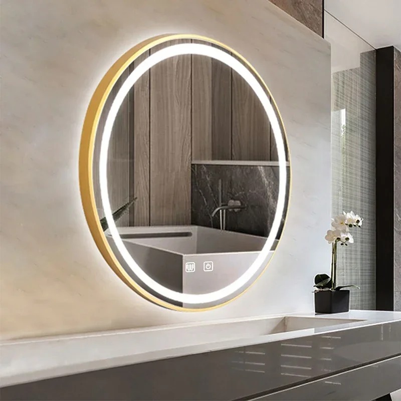 60/70/80cm LEDスマートゴールドフレーム丸型化粧 - Home Living Bathroom Vanity のレビューと価格