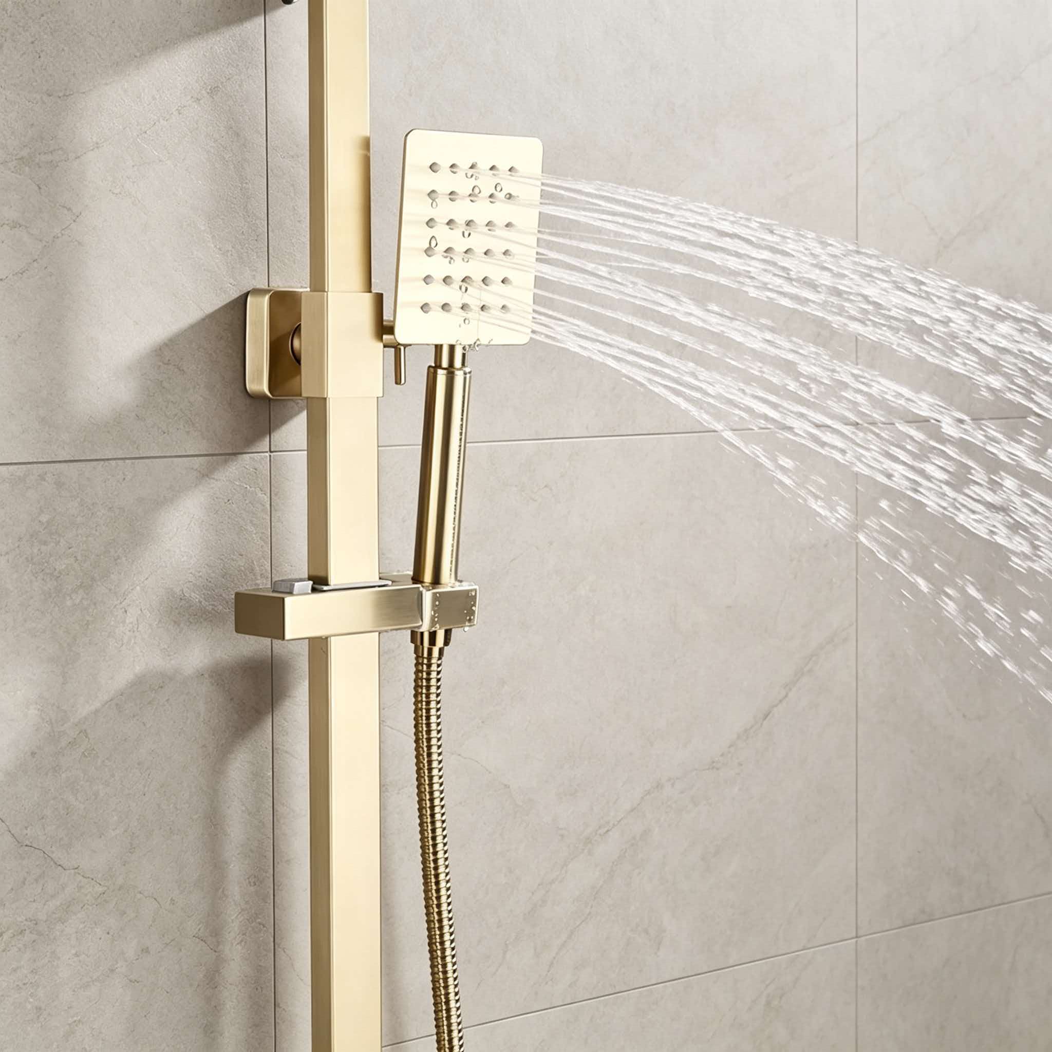 ゴールドシャワーセット ステンレス製 加圧式 家庭用 飛沫防 - Home Bathroom Shower のレビューと価格