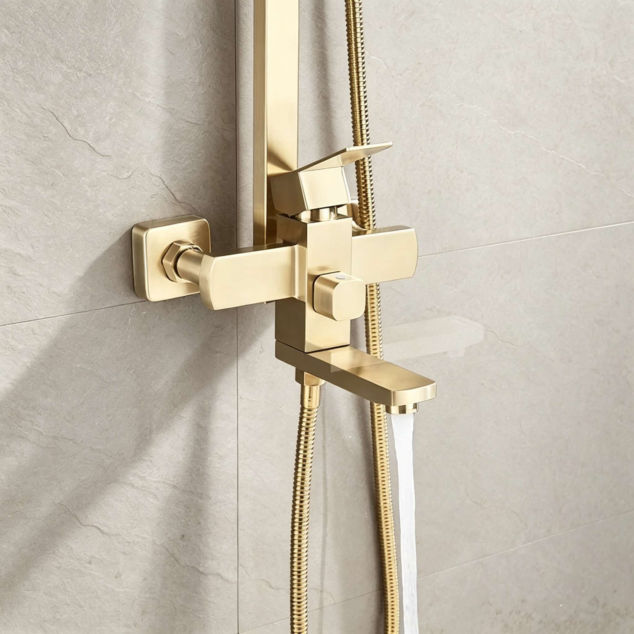 ゴールドシャワーセット ステンレス製 加圧式 家庭用 飛沫防 - Home Bathroom Shower のレビューと価格