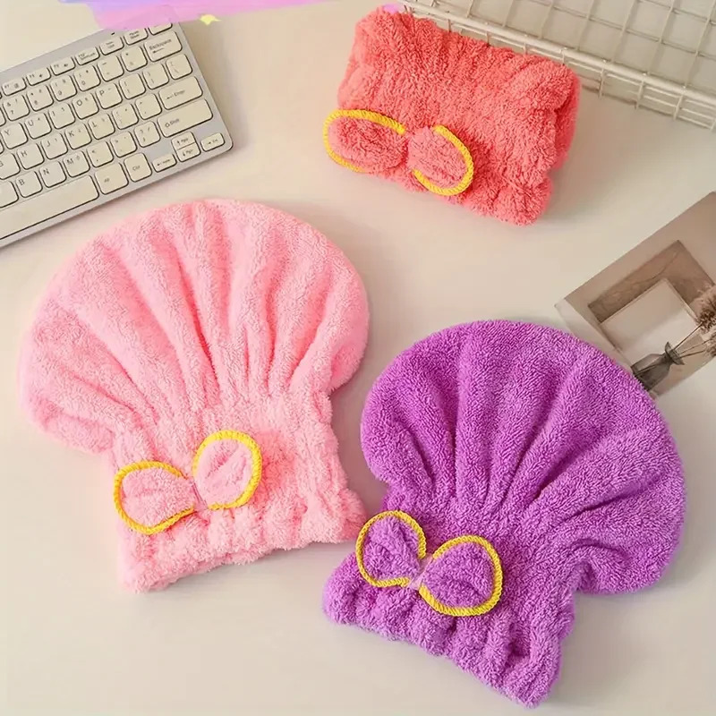 速乾性ヘアキャップ女性ボウタイ入浴帽子マイクロファイバータオ - Home Bathroom Equipment のレビューと価格