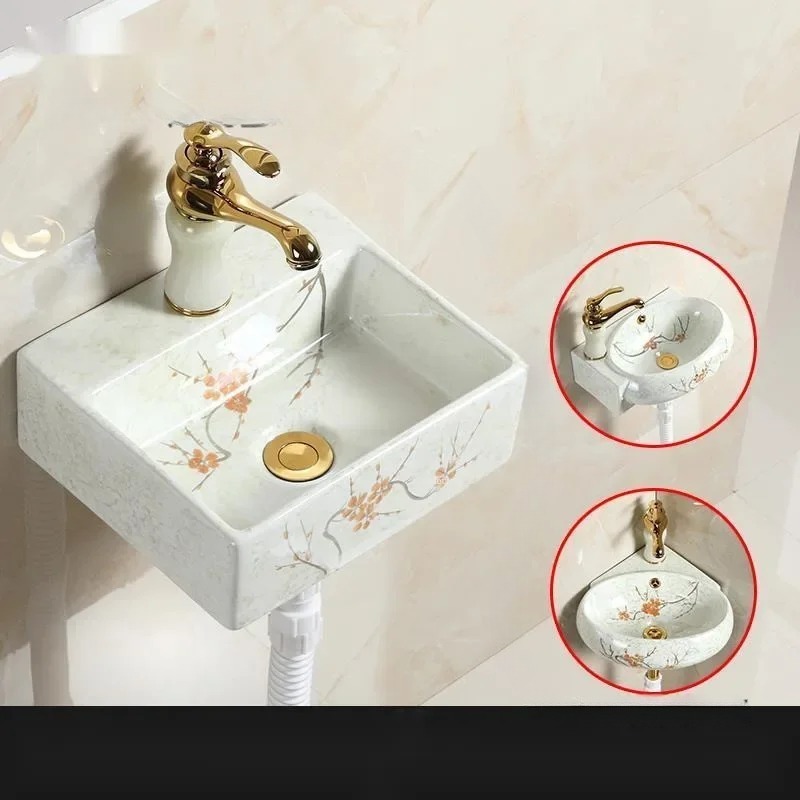 セラミック製コーナー三角形壁掛け小型洗面台 省スペース吊り下 - Home Bathroom Design のレビューと価格