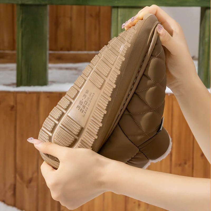 冬用フリース裏地スリッパ、滑り止め、厚いクッションソール、暖 - Home Outside Bathroom のレビューと価格