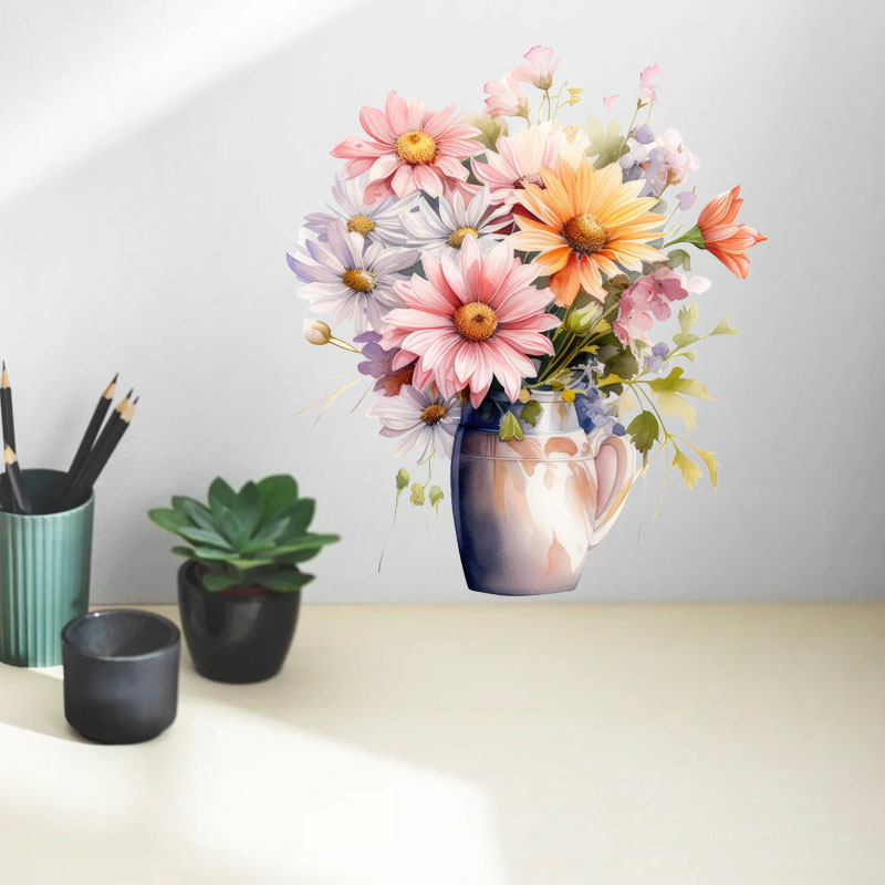 ミニマリストの花のウォールステッカー,家の装飾用の接着剤c5 - Home Bathroom Tiles のレビューと価格