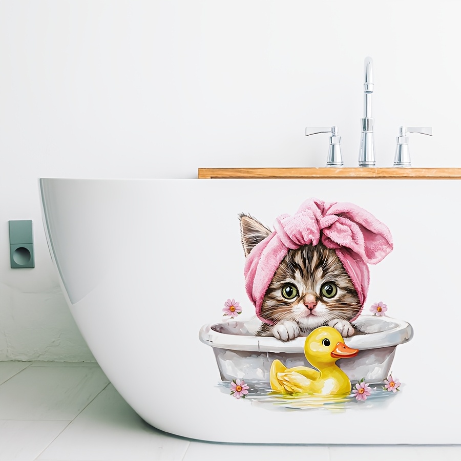 かわいい漫画の猫のバスルーム用ウォールステッカー、ペットショ - Home Bathroom Tiles のレビューと価格