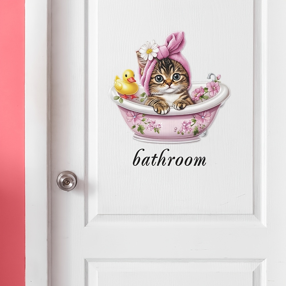 かわいい漫画の猫のバスルーム用ウォールステッカー、ペットショ - Home Bathroom Tiles のレビューと価格