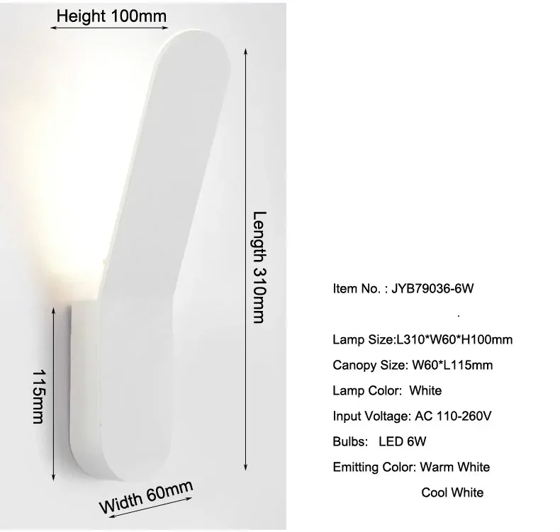モダンなウォールランプ、リビングルーム用6W LEDホームデ - Home Living Bathroom Vanity のレビューと価格
