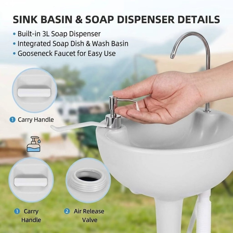 持ち運び可能なキャンプ用シンク 24L。タオル掛け、ソープデ - Soap Dispenser Pump のレビューと価格