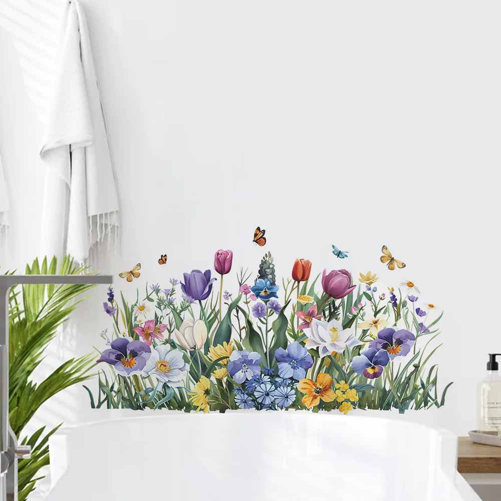 チューリップ蝶ウィンドウステッカー家の装飾デカールドア窓キャ - Home Bathroom Tiles のレビューと価格