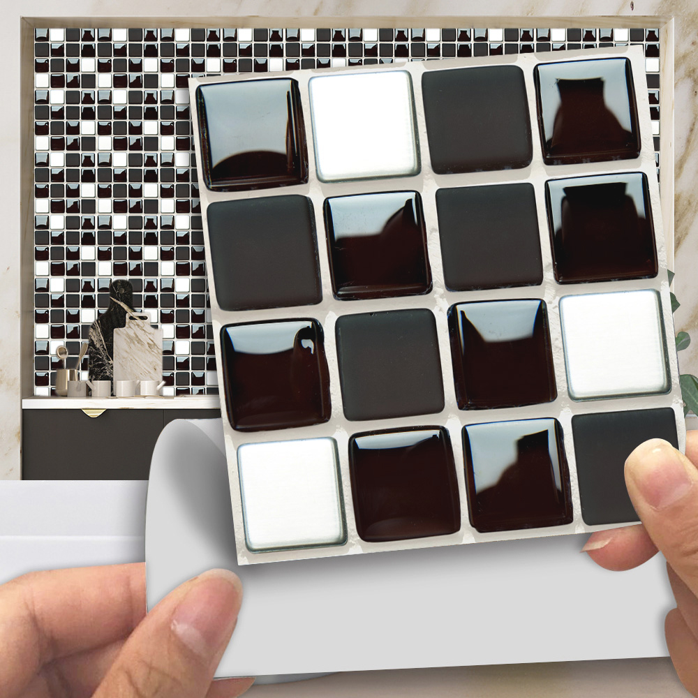 黒と白の大理石のモザイクタイル,2dフラット印刷のステッカー - Home Bathroom Tiles のレビューと価格