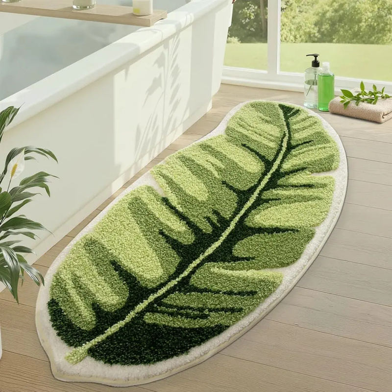 VIKAMA 小さな新緑の葉のバスルームマット 滑り止め 水 - Zara Home Bathroom Rug のレビューと価格