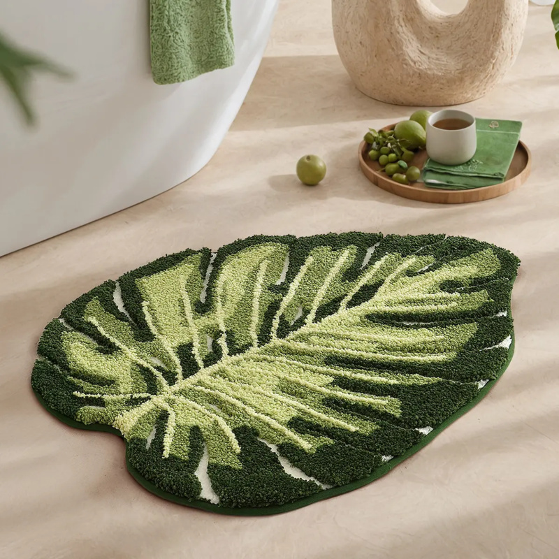 VIKAMA 小さな新緑の葉のバスルームマット 滑り止め 水 - Zara Home Bathroom Rug のレビューと価格