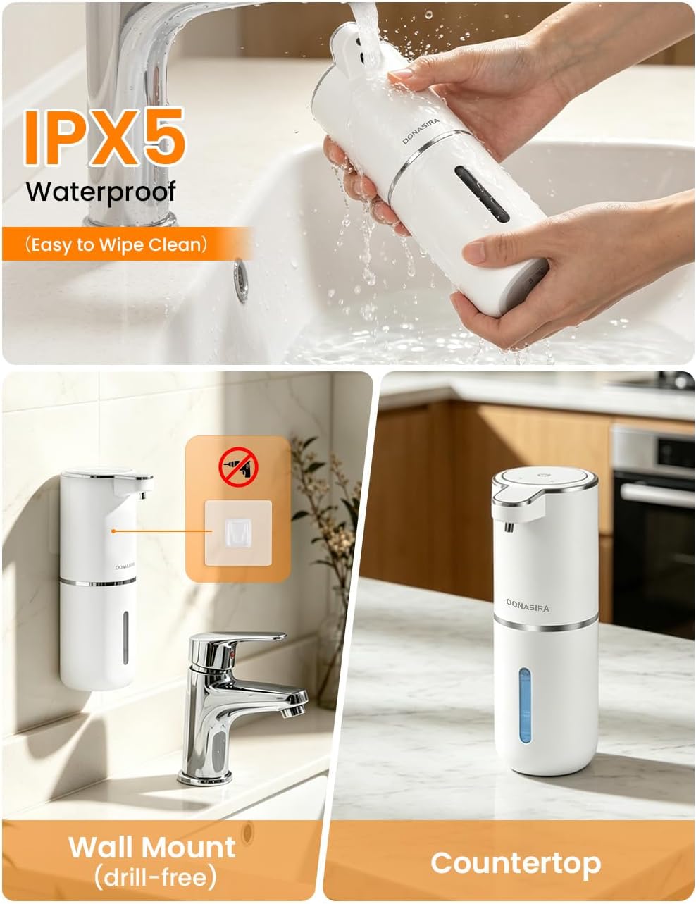 380ML容量 ライトディスプレイ 4段階調整可能な泡/液体 - Soap Dispenser Pump のレビューと価格