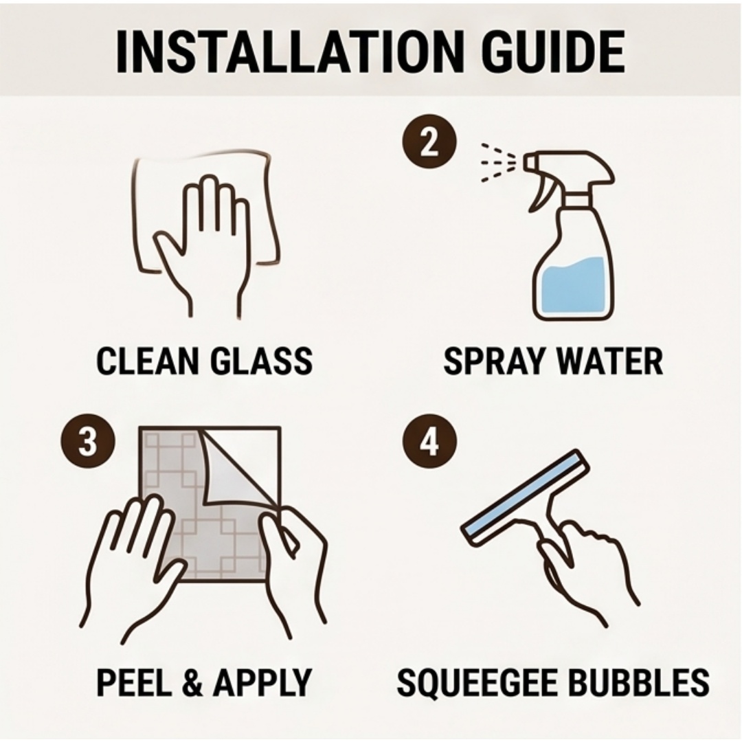 オリエンタル格子柄プリントフロストウィンドウフィルム自己粘着 - Home Bathroom Window のレビューと価格
