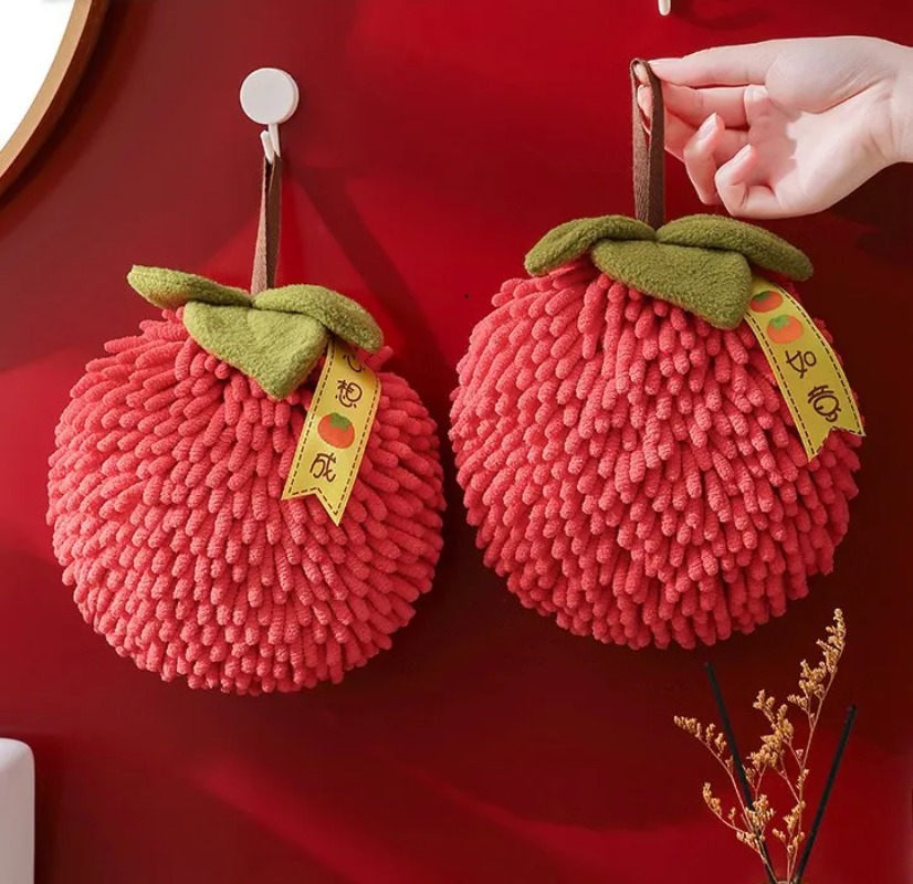 かわいいシェニール織ハンドタオル キッチン・バスルーム用 赤 - Home Goods Bathroom のレビューと価格