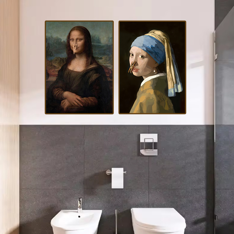1ピース 面白い抽象的なバスルームトイレの家の装飾、額縁なし - Home Bathroom Design のレビューと価格