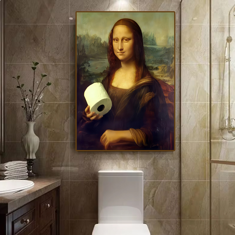 1ピース 面白い抽象的なバスルームトイレの家の装飾、額縁なし - Home Bathroom Design のレビューと価格