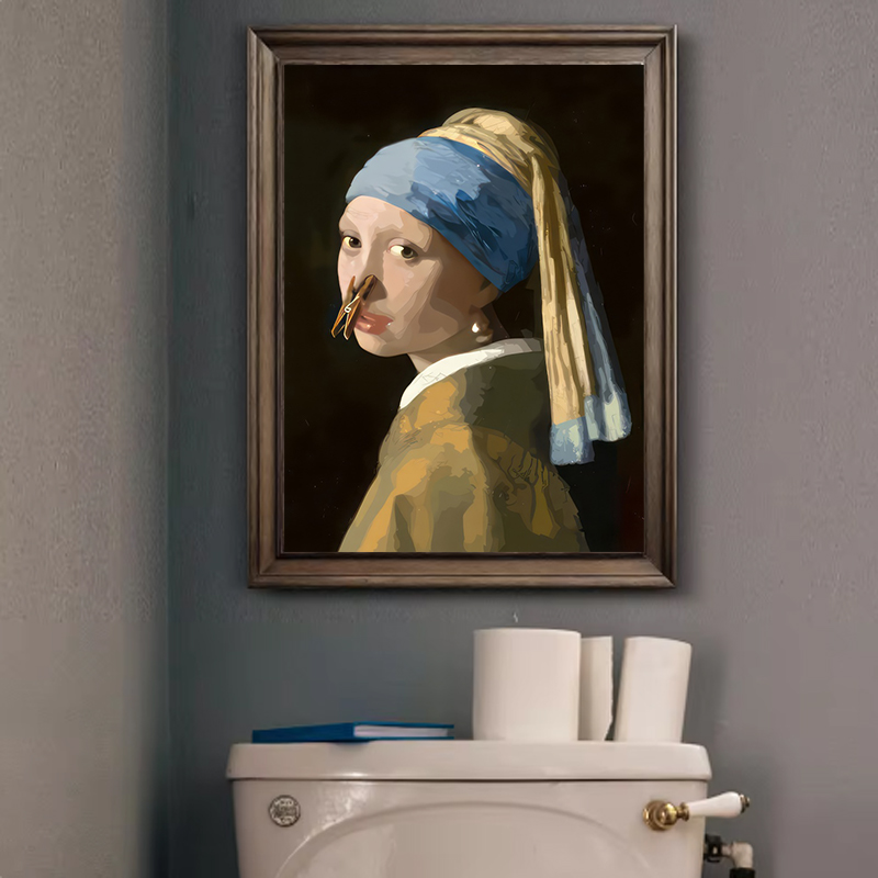 1ピース 面白い抽象的なバスルームトイレの家の装飾、額縁なし - Home Bathroom Design のレビューと価格