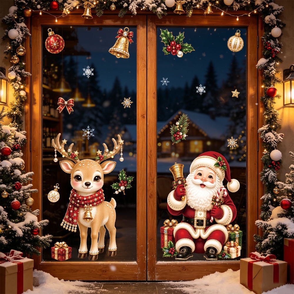 2027年クリスマス 新しいウィンドウステッカー かわいいサ - Home Bathroom Window のレビューと価格