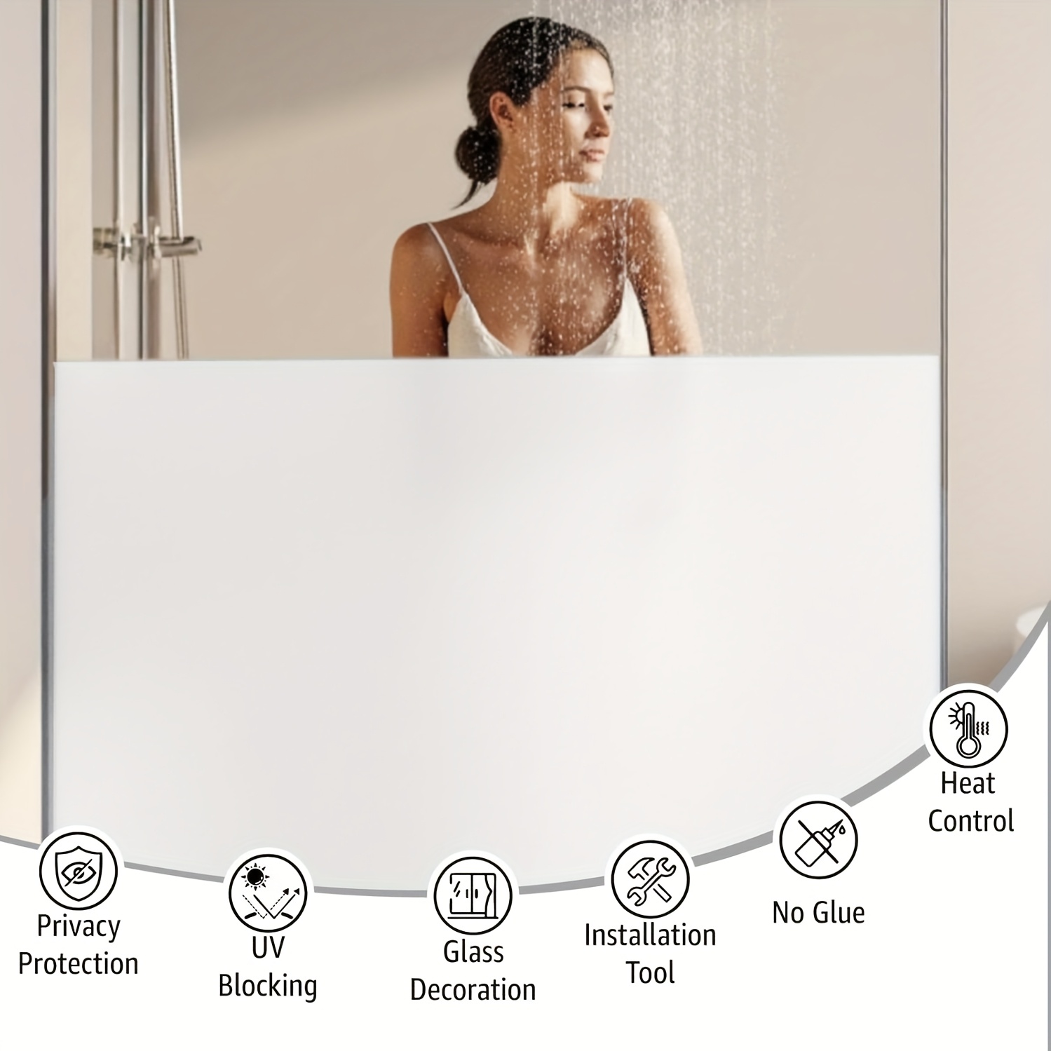 ホワイトフロストプライバシーウィンドウフィルム 静電気でくっ - Home Bathroom Window のレビューと価格