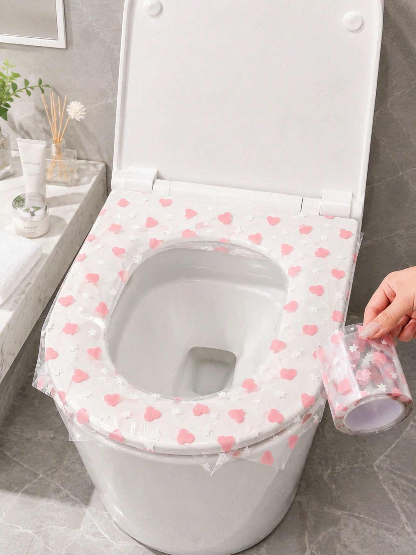 133枚入り使い捨て便座カバー、防水便座保護フィルム、ハート - Home Bathroom Cleaning のレビューと価格