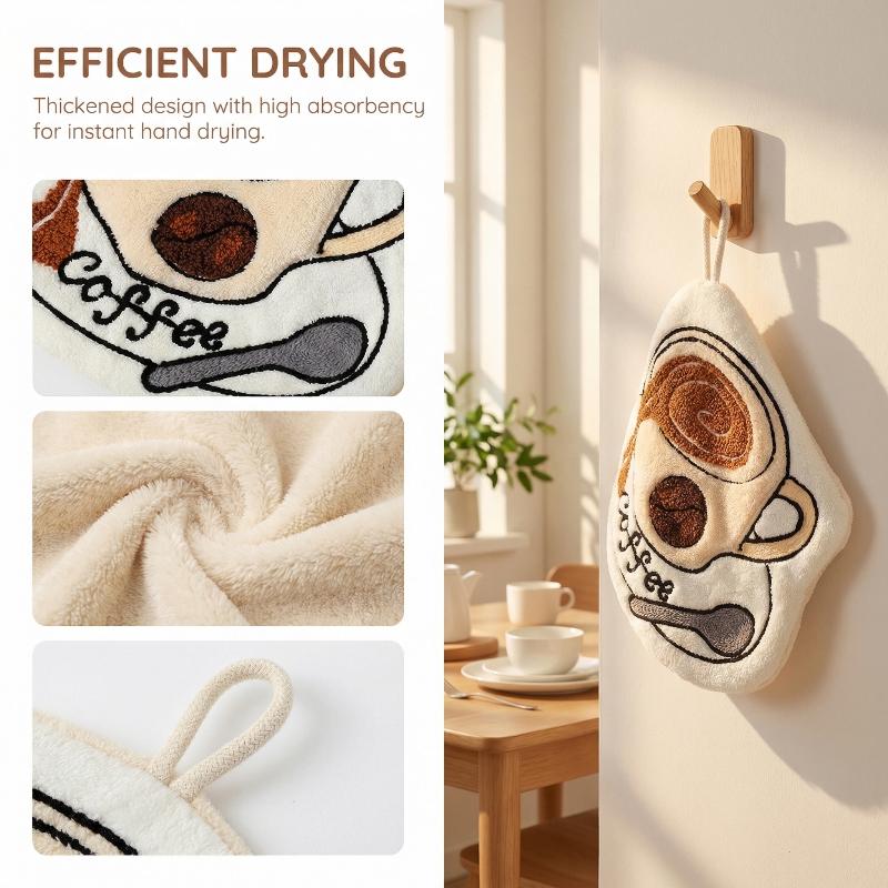 速乾性吸収性コーヒーハンギングタオル ソフトハンドクロス キ - Home Bathroom Design のレビューと価格