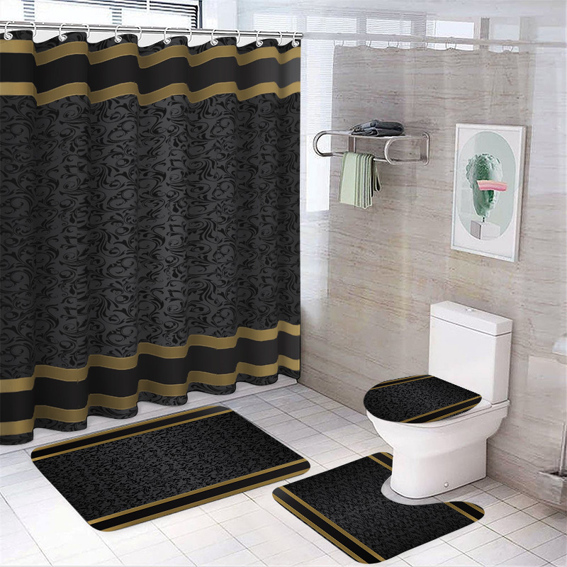 高級ブラック&ゴールドバスルームセット - エレガントなシャ - Zara Home Bathroom Rug のレビューと価格
