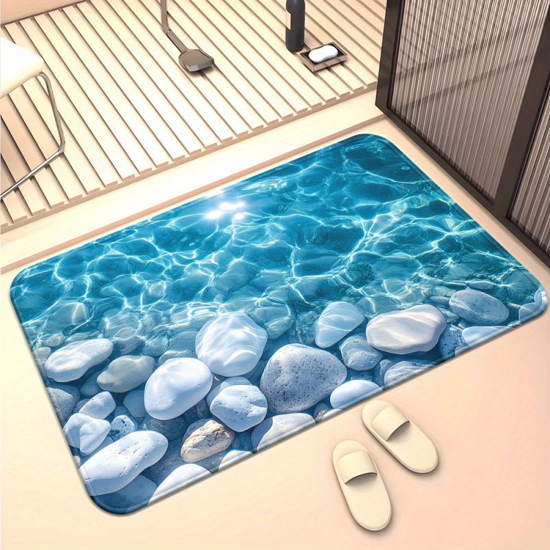 VIKAMA透明ウォーターストーンバスルームフットマット、ド - Zara Home Bathroom Rug のレビューと価格