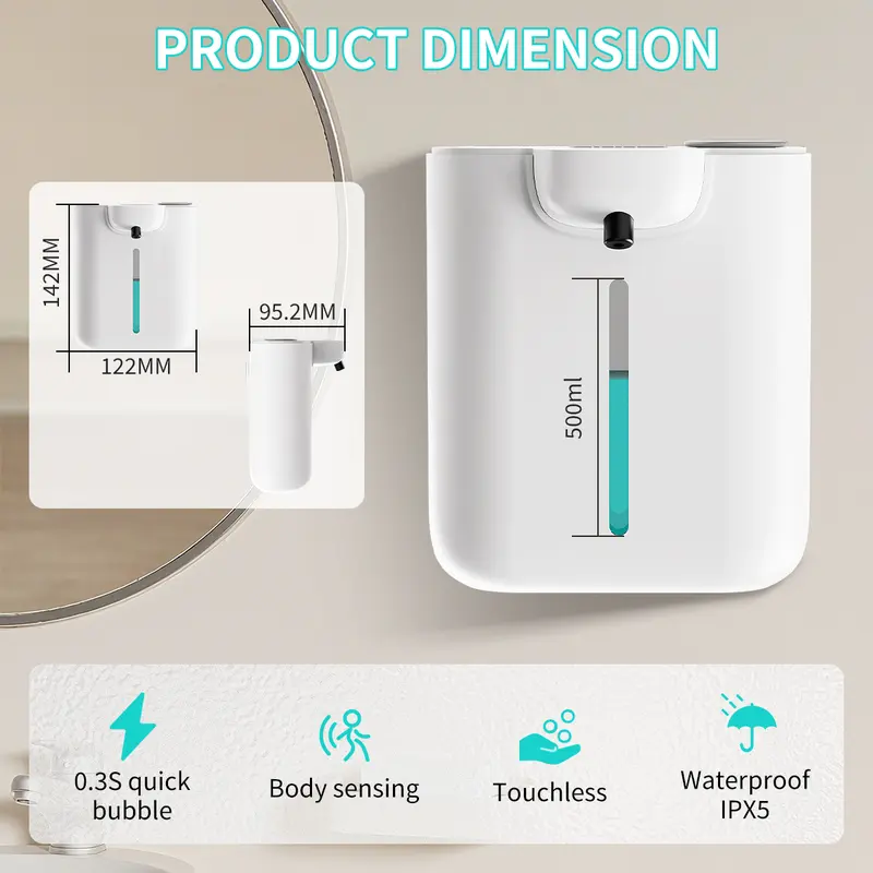 500ML大容量9段階調整可能フォーム/液体IPX5防水電動 - Soap Dispenser Pump のレビューと価格