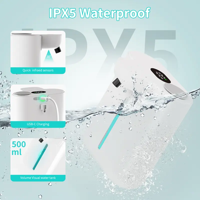 500ML大容量9段階調整可能フォーム/液体IPX5防水電動 - Soap Dispenser Pump のレビューと価格