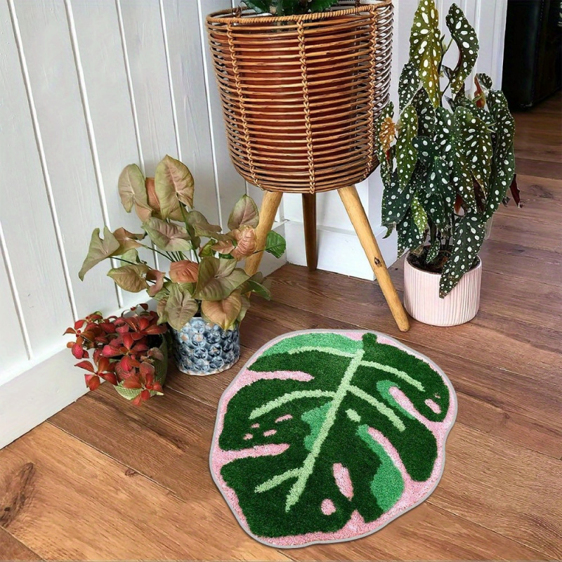 VIKAMA ピンクトロピカルリーフプラッシュカーペット不規 - Zara Home Bathroom Rug のレビューと価格