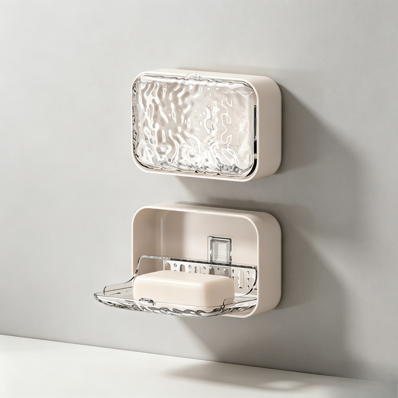壁掛け式ソープディッシュ、穴あけ不要、蓋付き、水切り可能、防 - Home Goods Bathroom Storage のレビューと価格