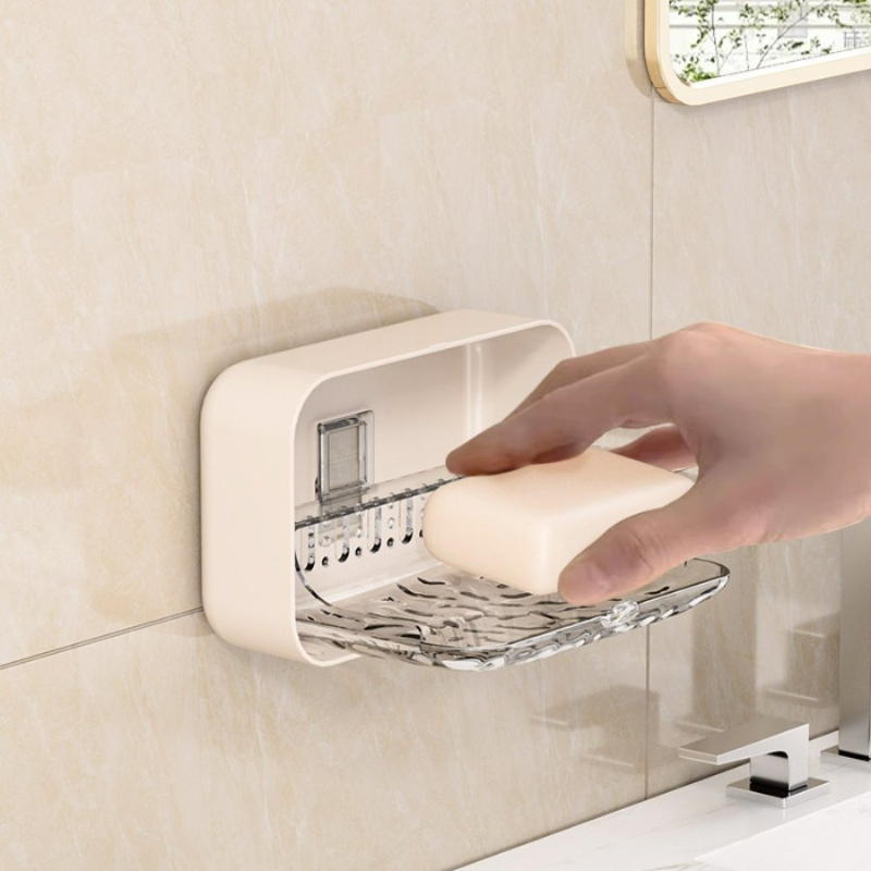 壁掛け式ソープディッシュ、穴あけ不要、蓋付き、水切り可能、防 - Home Goods Bathroom Storage のレビューと価格