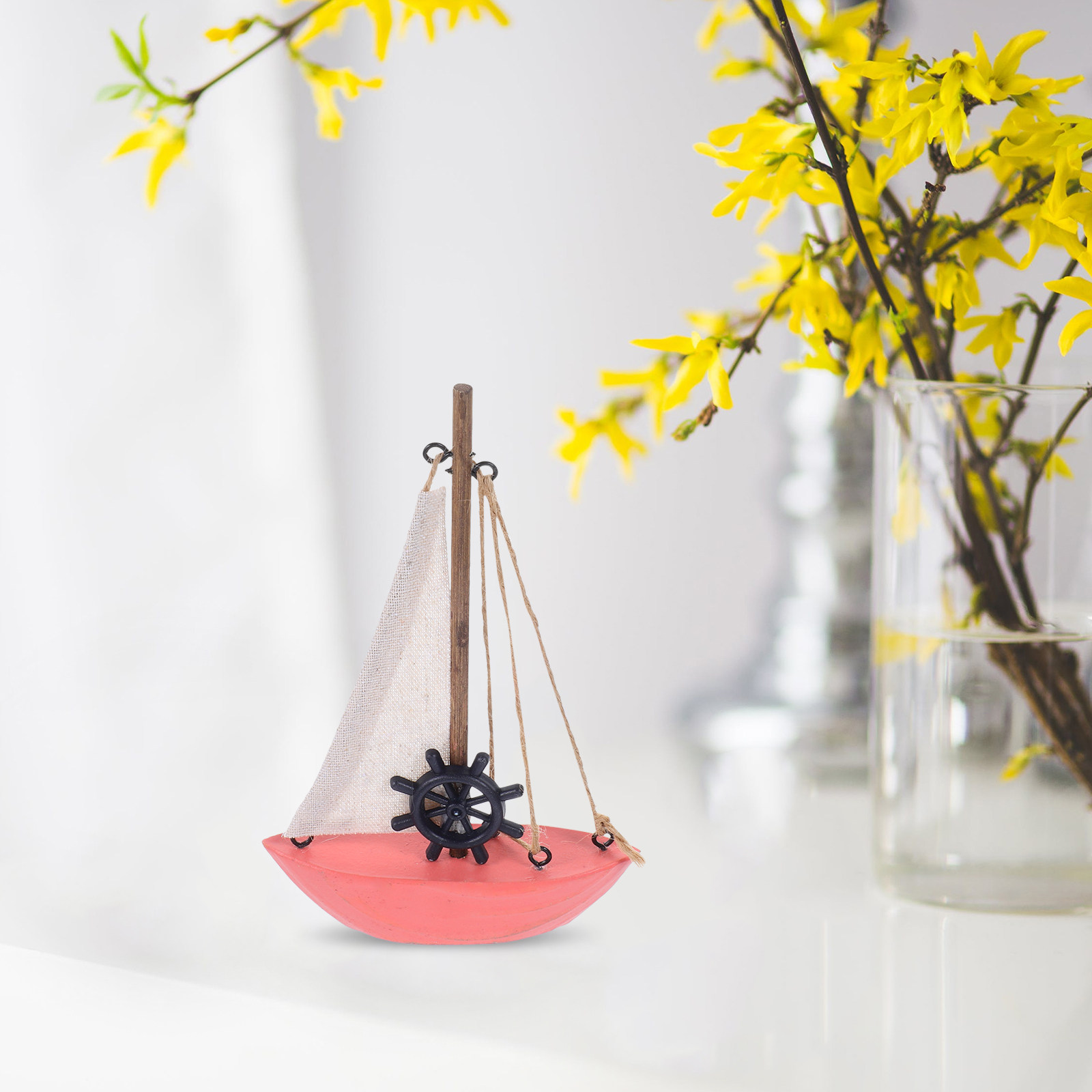 木製ミニチュア帆船、地中海風のヴィンテージデザイン、海洋をテ - Home Bathroom Design のレビューと価格