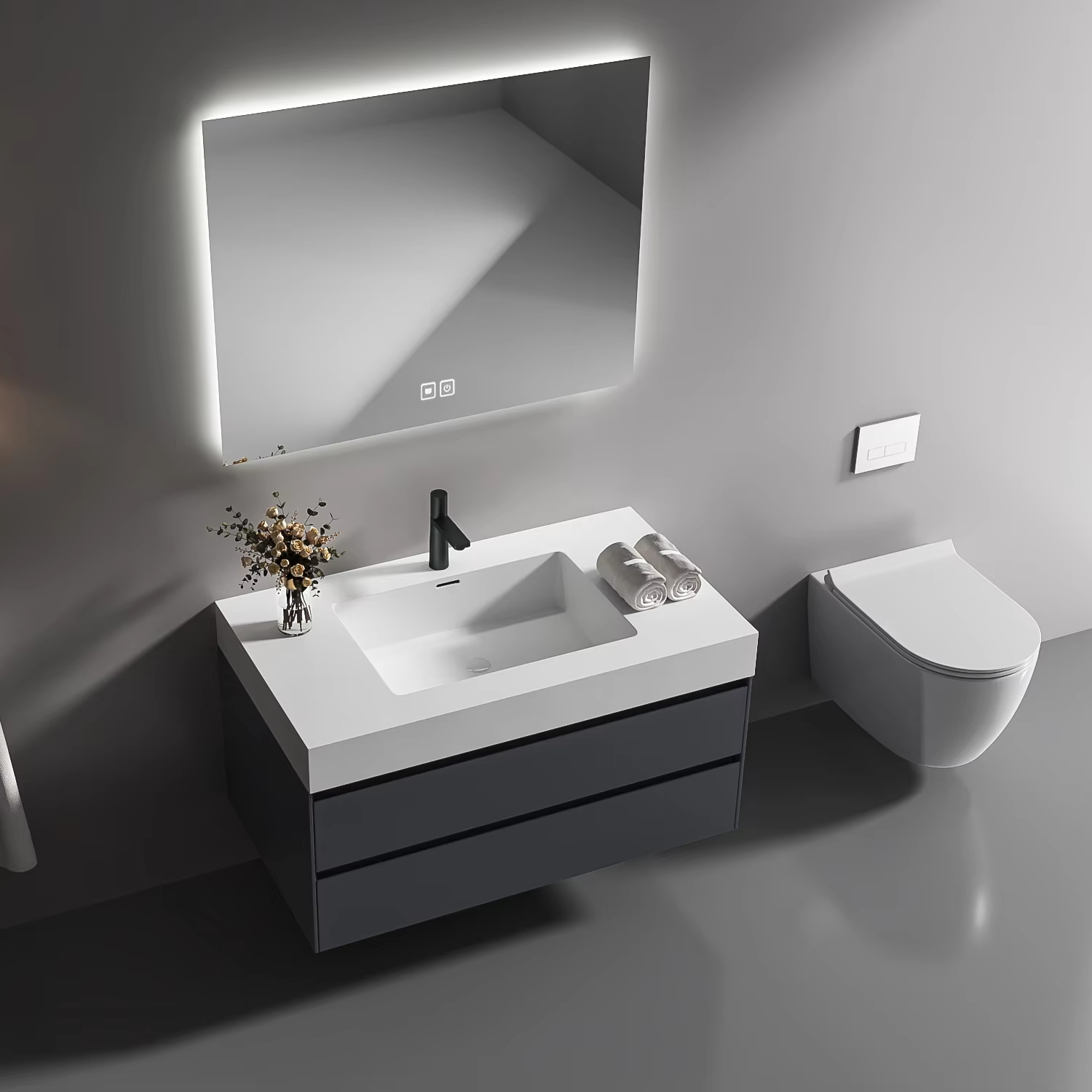 モダンな高級壁掛け式洗面台合板キャビネット、最新トレンドの家 - Home Bathroom Trends のレビューと価格
